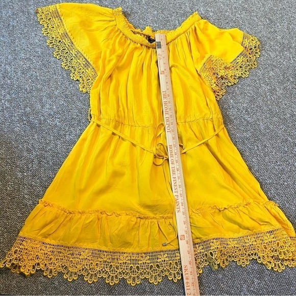 City Chic Crochet Detail Dress Golden Yellow Small US 16 B - Picture 2 of 5